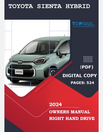 toyota sienta hybrid 2024 owners manual in english